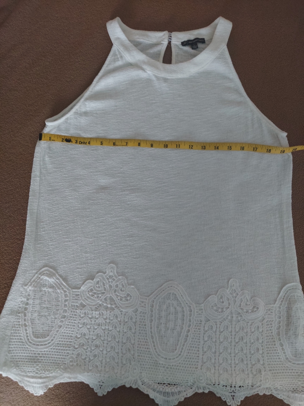 Adrianna Papell White Sleeveless Lace-Hem Tank